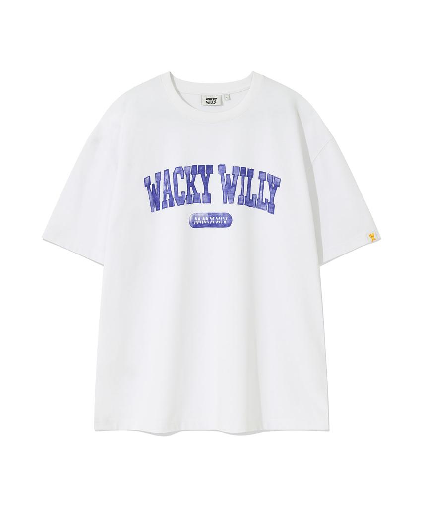 WACKY WILLY Футболка с коротким рукавом, Белая, с опечаткой в названии
