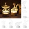 Day Gift Home Decor Acrylic LED Night Lights Luminous  Table Lamp 3D LED Light Rabbit Heart Love
