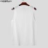INCERUN Summer Men Crew Neck Sleeveless Mesh See Through Tank Tops