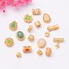 10pcs Color-Preserving Ancient Sand Gold Inlaid Jasper Four-Leaf Clover Gourd Bracelet Loose Beads Accessories Diy Handmade Bracelet String Beads
