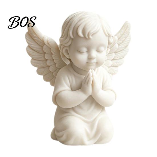 Mini Angel Statue 3D Printed Kneeling Figurine, Praying Cherub Desktop Statue, Wings Compact Decor Sculpture for Home Office Indoor Outdoor