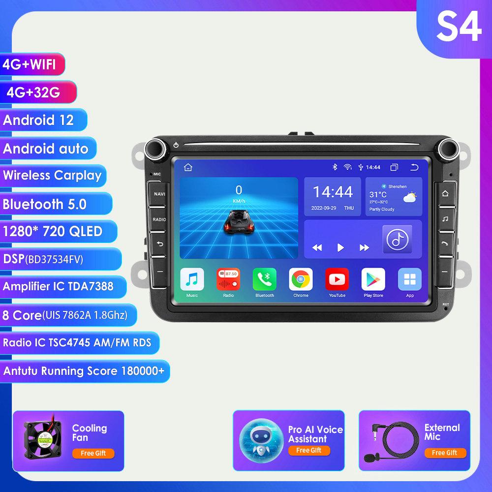 Hizpo 8-дюймовая мультимедийная автомагнитола с Android Auto и CarPlay для Volkswagen и Skoda