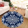 Christmas Tree Round Rug Red Poinsettia Flower Ornaments Holiday Floor Area Carpet for Home Living Room Bedroom Floor Decor