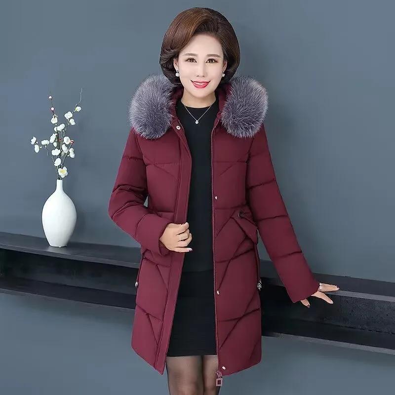 Women's Winter Cotton Padded Jackets Middle-aged Mother's Down Jackets Warm Thick Parkas Plus Size 6XL