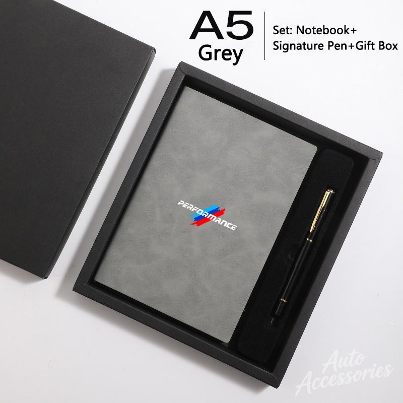 QXFA9 A5 Leather Business Notebook With Signature Pen Set Gift Box Luxury Hardcover Journal Office School For BMW Performance Sticker