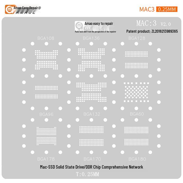 Комплект для апгрейда ноутбука Apple MacBook Series/MAC с сеткой для посадки оловом
