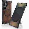 Деревянный чехол Eary для Galaxy S25 S24 Ultra С подставкой с поворотом на 360° Ударопрочный защитный чехол Уникальный деревянный дизайн Безрамный