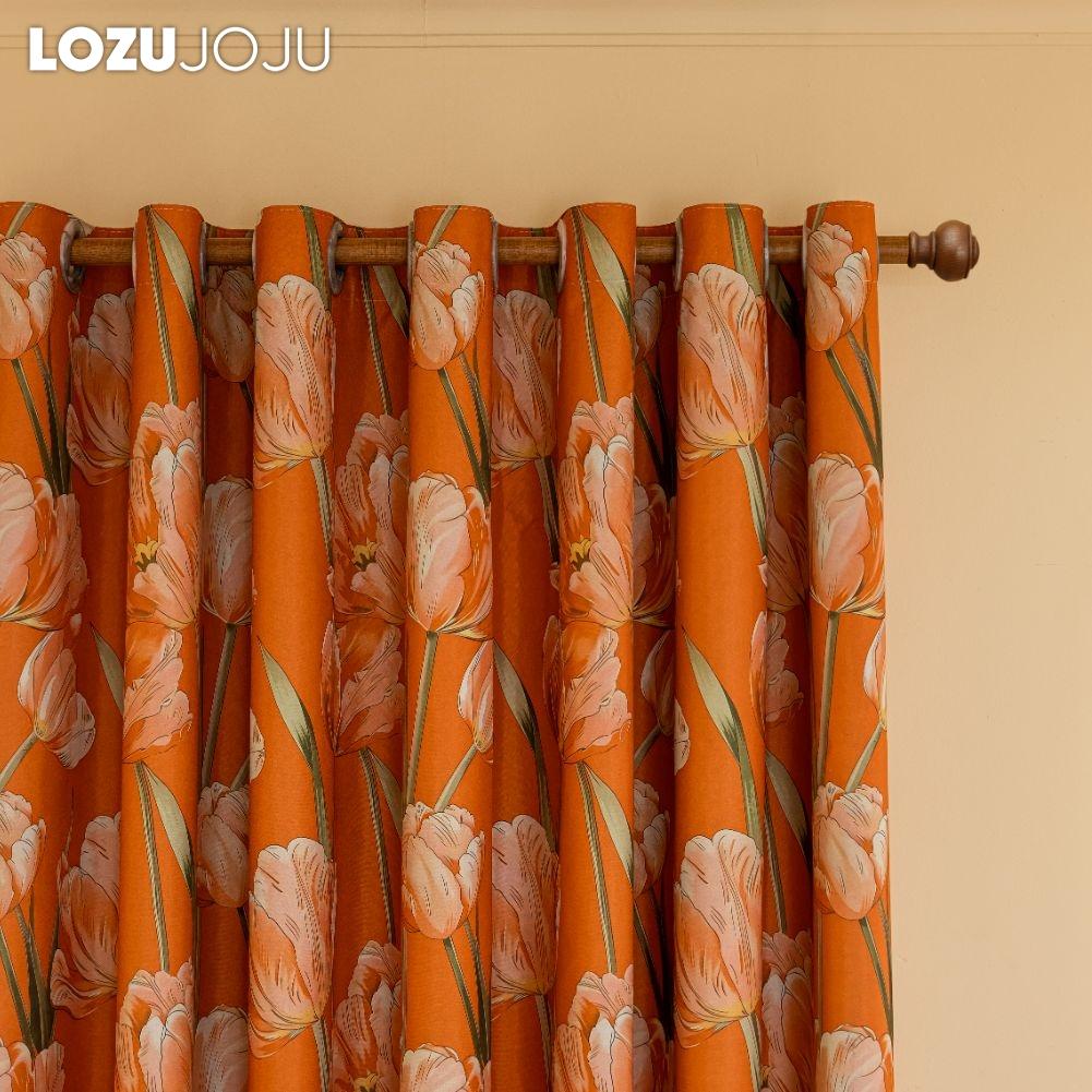 1 шт. LOZUJOJU Шторы в европейском стиле с принтом оранжевых тюльпанов, полностью затемняющие шторы для спальни, гостиной, балкона, окна для декора дома