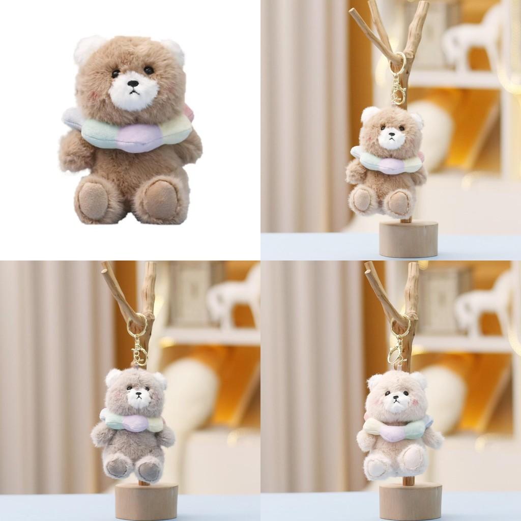 Cartoon Bear Plush Doll Keychain With Scarf Design For Collection And Kids Gift