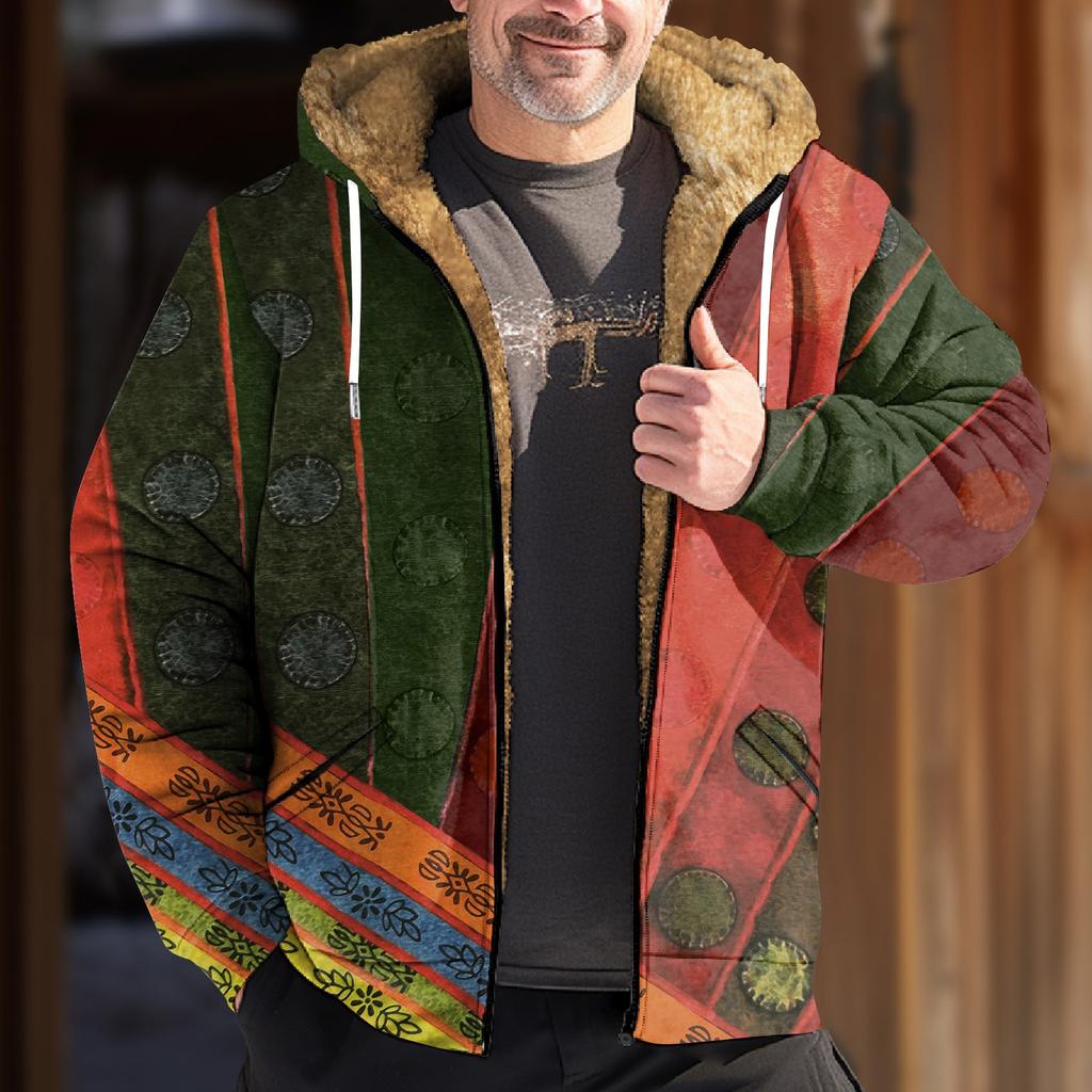 Мужская куртка с принтом в стиле ретро, мужская весенне-осенняя повседневная трендовая куртка на молнии с капюшоном