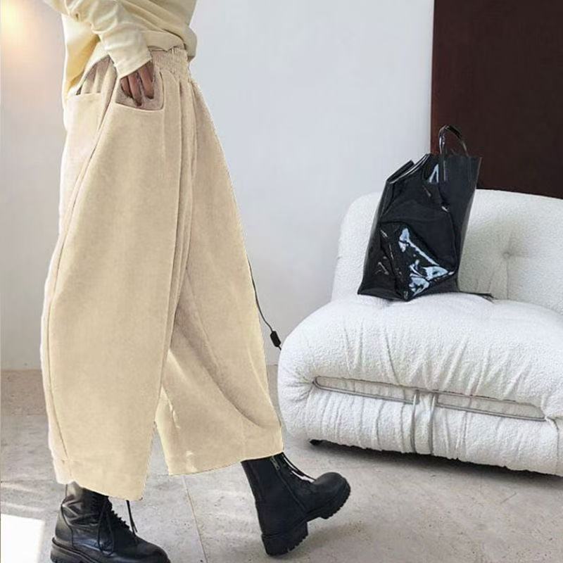 Широкие брюки-шаровары, женские винтажные свободные универсальные повседневные брюки