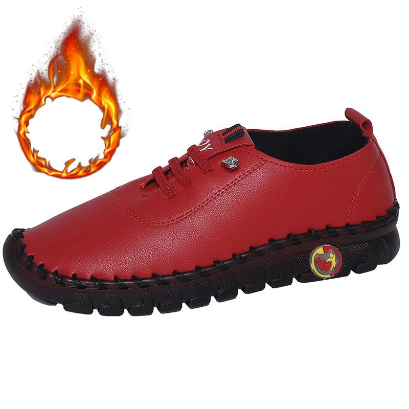 Модные женские вулканизированные туфли из искусственной кожи, повседневная обувь, сшитая вручную, удобная мягкая обувь, женская осенняя новая повседневная обувь, большой размер 45