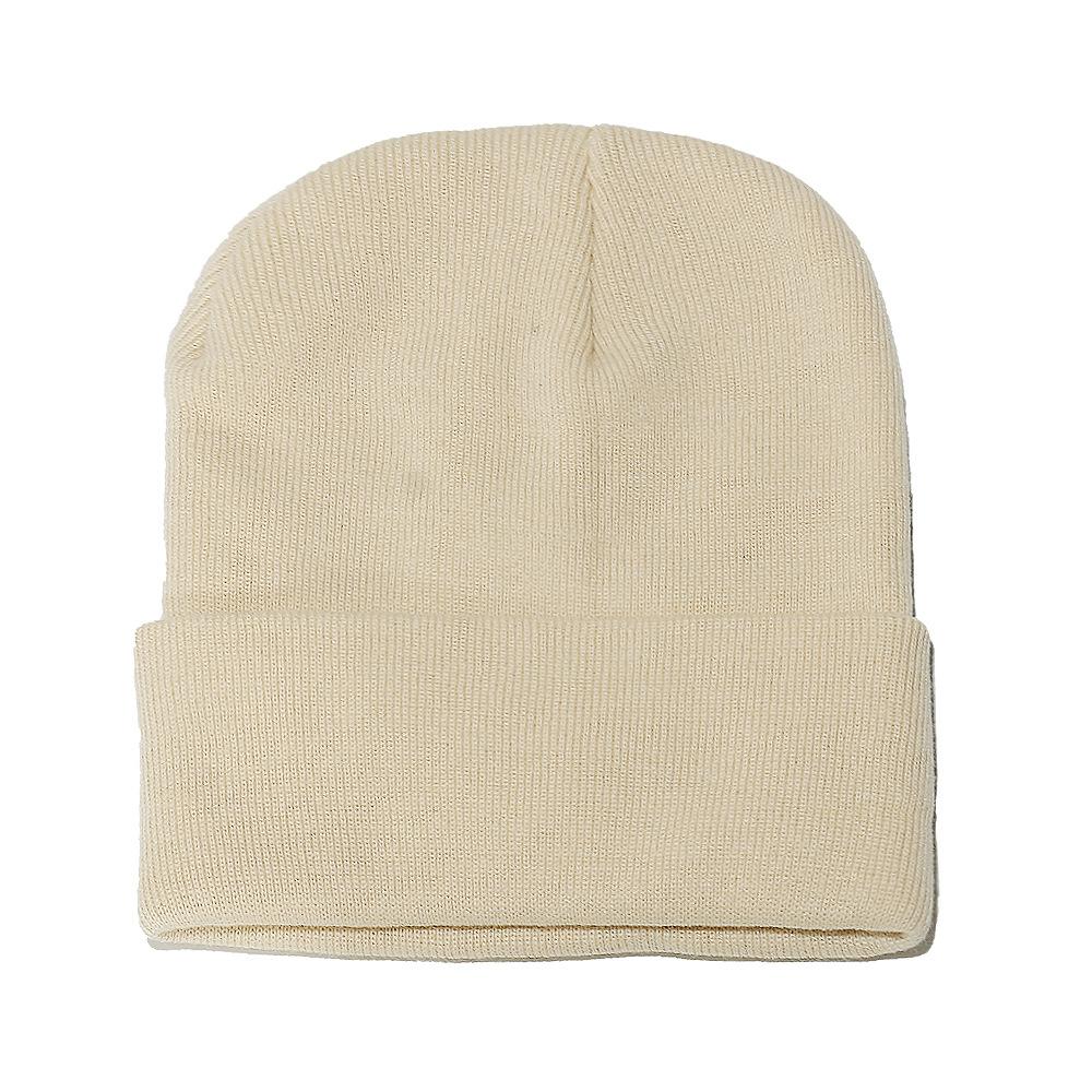 Высококачественная однотонная шапка из акриловой шерсти, теплая уличная шапка от холода, однотонная вязаная шапка, шапка-пуловер для мужчин и женщин