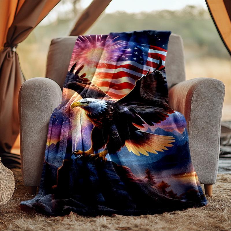 Eagle Flannel Blanket Soft Warm All-Season Throw, Design for Camping, Car Travel, Hiking Sofa, Bed, Office Perfect Gift for Parties