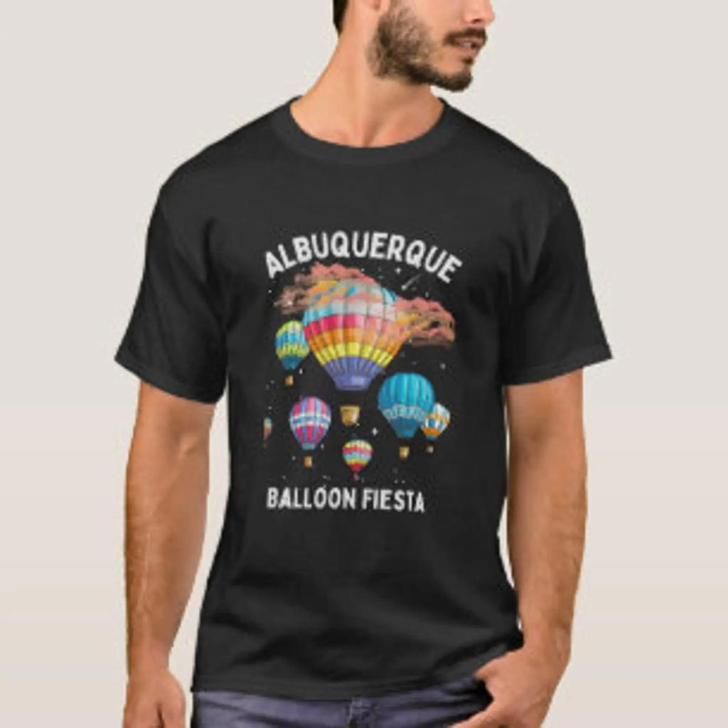 Albuquerque Balloon Fiesta Event T Shirt Vintage Fashion Slightly Top For Everyday Wear Unisex Versatile Stretched