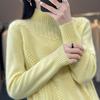 Women's Semi High Neck Thick Solid Color Sweater Pullover Casual Loose and Slimming Knitted Sweater