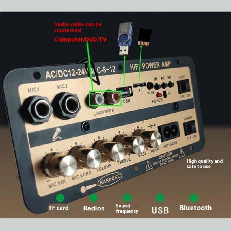 Автомобильный Домашний Аудио Усилитель Модуль Выход Совместимый с Bluetooth 4.2 Технология Поддерживает USB Карту Памяти FM Радио Плейбеки