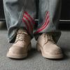 Big head Derby shoes, the same casual leather shoes, thick-soled heightening low-top rhubarb boots.
