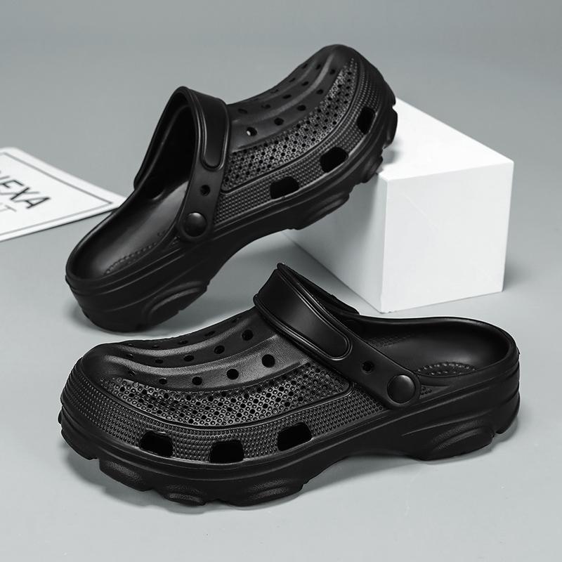 2024 новые модные пляжные тапочки нескользящие тапочки из ЭВА Bebealy мужские тапочки-сабо с отверстиями мужские тапочки для сада мужские слайдеры с поддержкой свода стопы