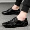 FashionLeather Мужская повседневная обувь 2024 Лето Крокодиловый узор Slip on Формальные мокасины Мужские мокасины Итальянская обувь для вождения Большие размеры 38-47
