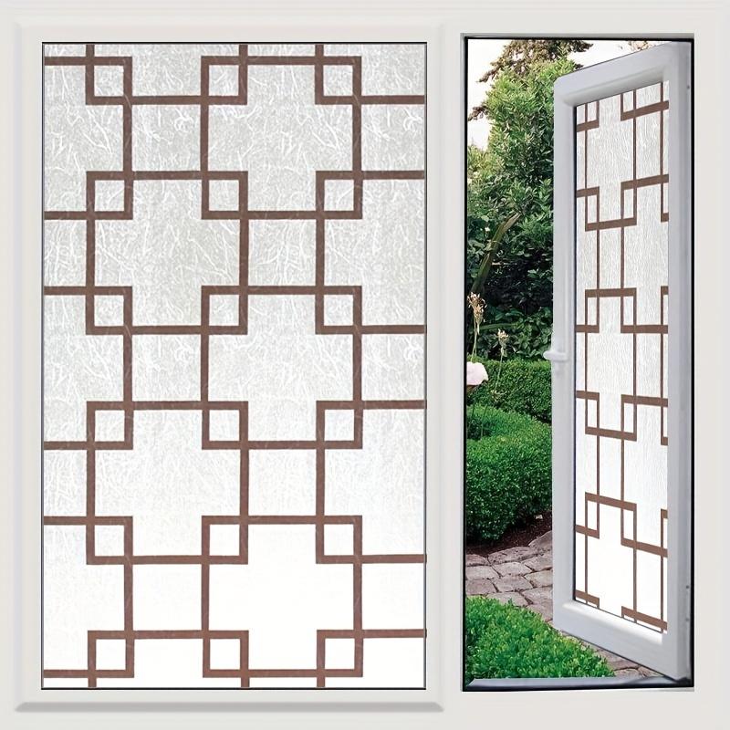 1 рулон с клеем, коричневая клетчатая наклейка на окно, непрозрачная, специальная пленка для дверей и окон, наклейка на стекло, ванная комната, офис, кухня, окно
