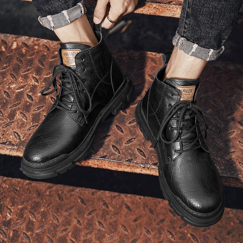 Ботинки Martin мужские зимние высокие кожаные ботинки в британском стиле в стиле ретро, кожаные ботинки среднего берца, кожаные ботинки большого размера 46