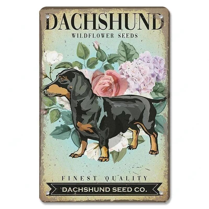 Винтажный милый постер с изображением домашних собак, металлические жестяные знаки, такса, бульдог, металлическая табличка для сада, кофейни, кухни, домашнего декора на стену
