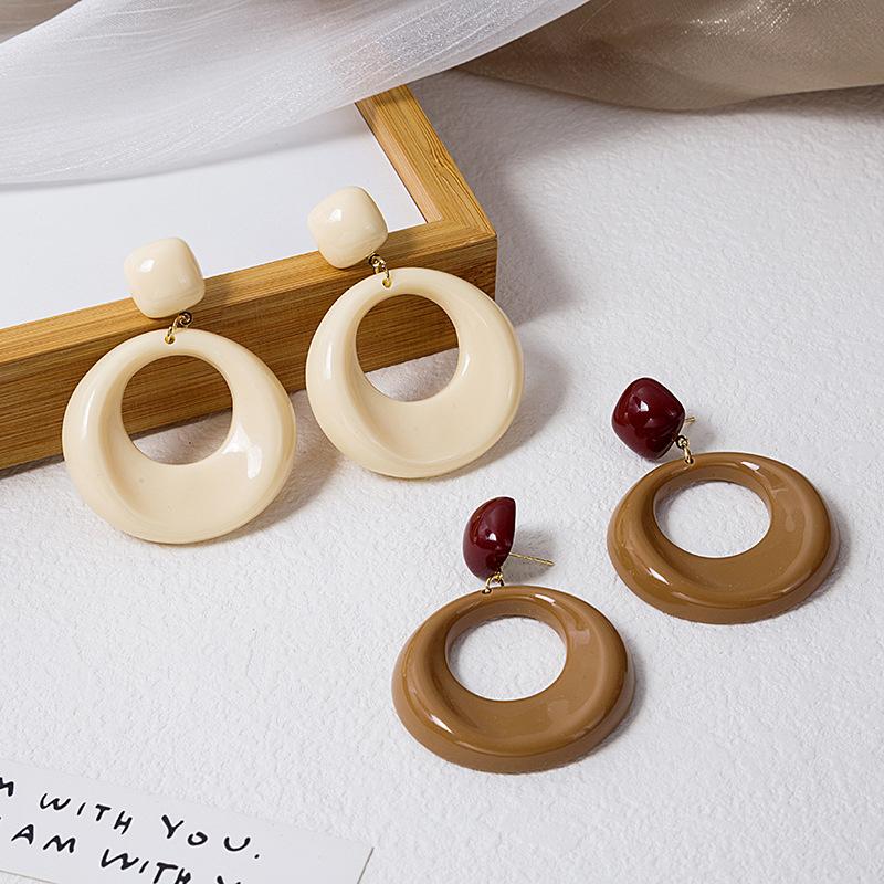Акриловые Геометрические Винтажные Серьги Круглые С Углублением Неправильный Круг Серьги-Гвоздики для Взрослой Девушки Украшения