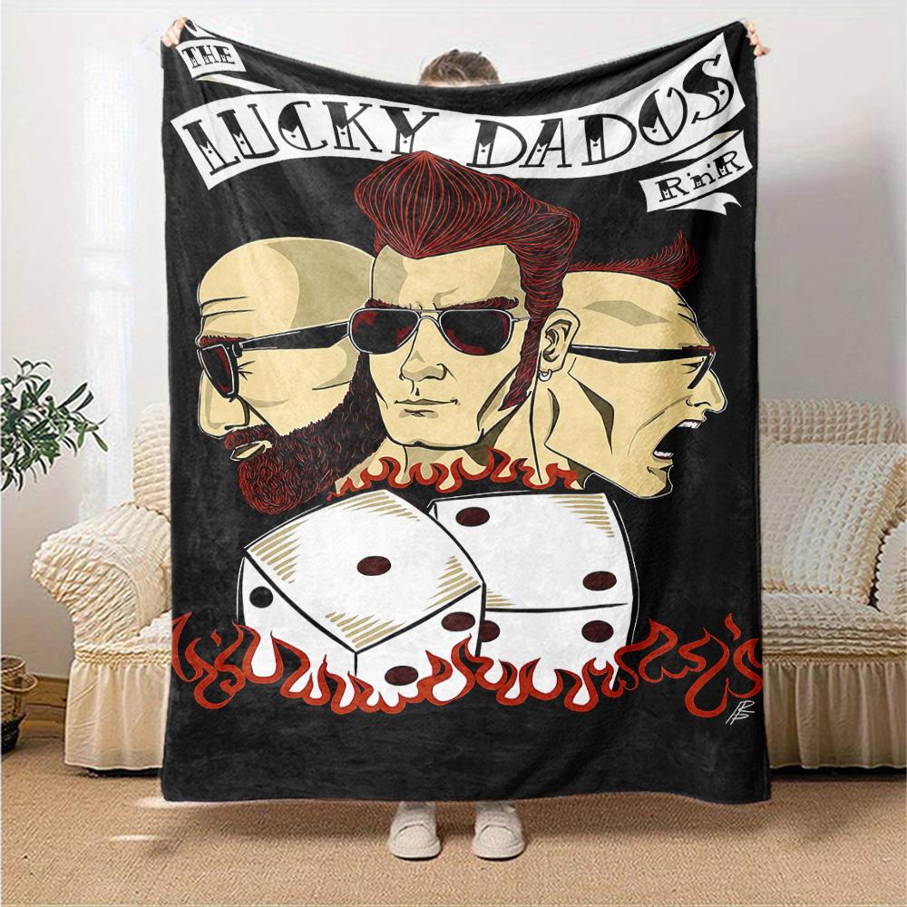 1pc dragon guitarThemed Blanket Soft Flannel All Season Cozy Throw with Bold Graphic Print, Travel, or Holiday Gift for Family & Friends