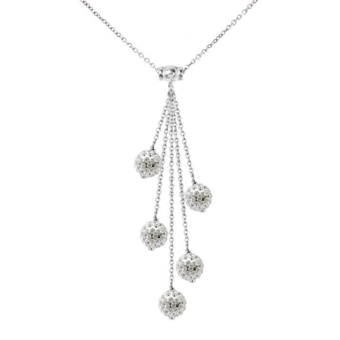 Necklace - LOVA LOLA VAN DER KEEN - Cascada - 925 Sterling Silver - White Crystals - 42 Cm