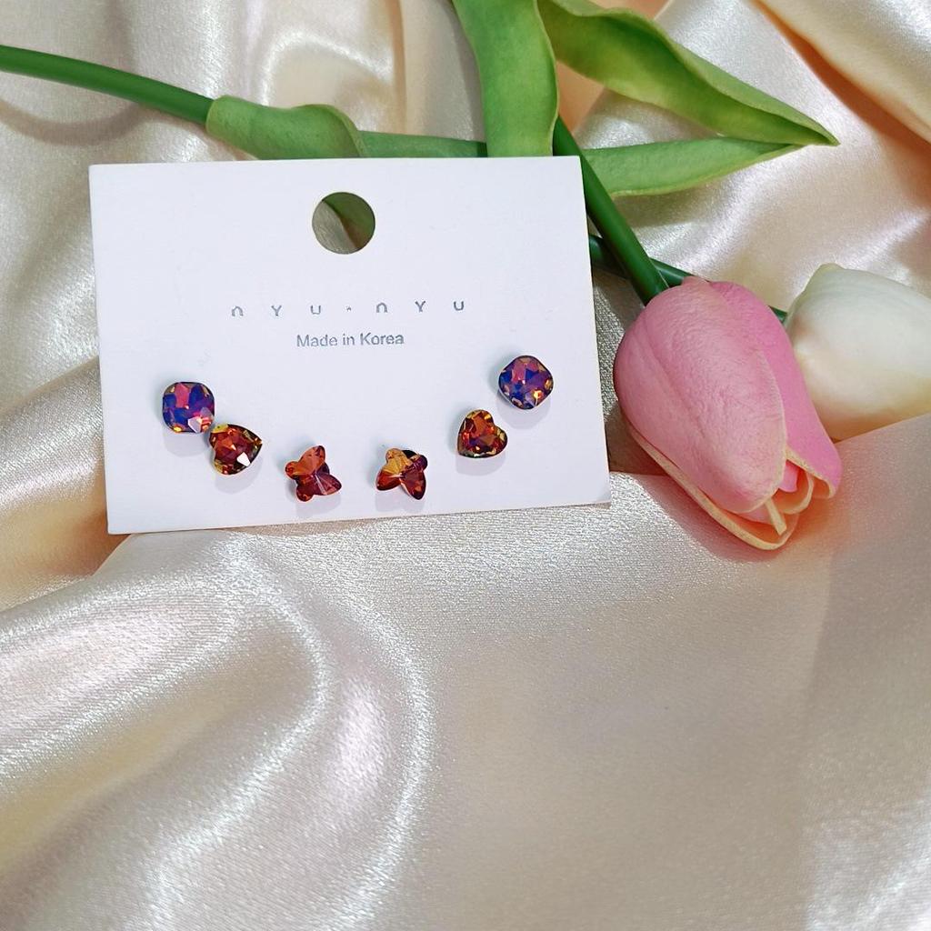 Модный комплект мини-сережек с блестками для женщин — универсальный, четкий дизайн