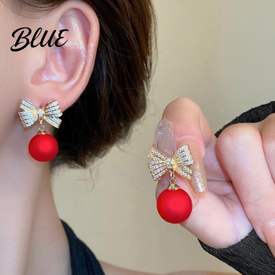 Женские Серьги-Гвоздики 1 Пара Серьги Стразы Бант Красные Искусственные