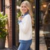 Ladies Denim Coat Women Corduroy Zip-Up Jacket, Long Sleeve Casual Coat, Soft Jacket Fall Winter with Contrast Turndown Collar Comfortable Daily
