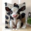 Cozy Cows Print Flannel Blanket - Heavyweight Soft Warm Fleece Throw with Adorable Cow Face Design, All-Se