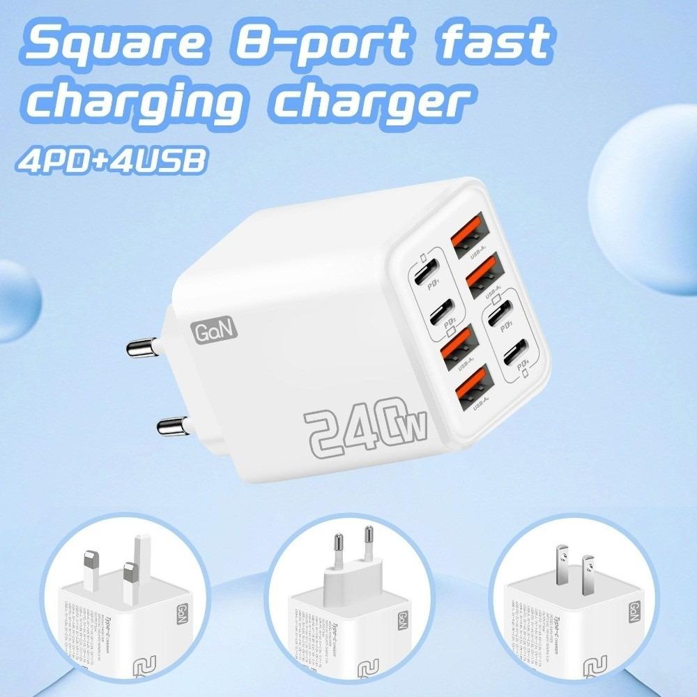 240W Power USB C Charger Head 4 USB Ports Fast Charger Adapter Phone Charger Adapter for Laptop
