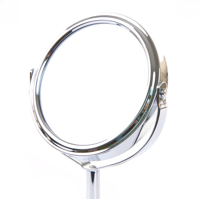 High-Definition Double-Sided Metal Desktop Makeup Mirror with Magnification and Rotating Feature