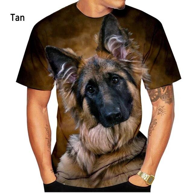 Men's Women's Summer Fashion German Shepherd 3D Printing T-shirt Casual Short-sleeved Dog Shirt Tops