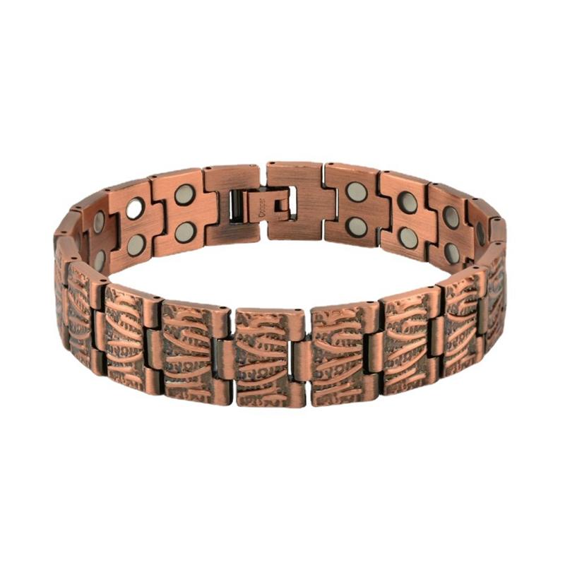 Men Copper Color Bracelets Bangle Double Strong Magnetic Therapy Bracelet For Arthritis Pain Relief Jewelry Husband Accessories