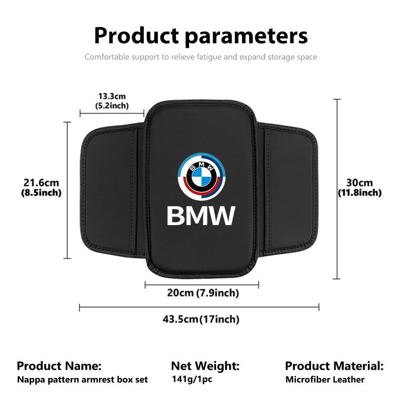 AAACG1 Car Seat Armrest Box Pad Elbow Cushion Height Storage Pocket For BMW Performance E91 X5 E70 F11 E30 F31 X3 F25 F32 x7