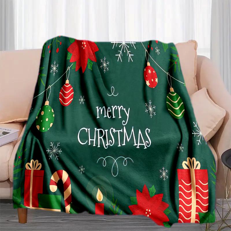 Merry Christmas Festive Greetings Blanket Soft And Comfortable Blanket Digital Printing Machine Washable Bedroom
