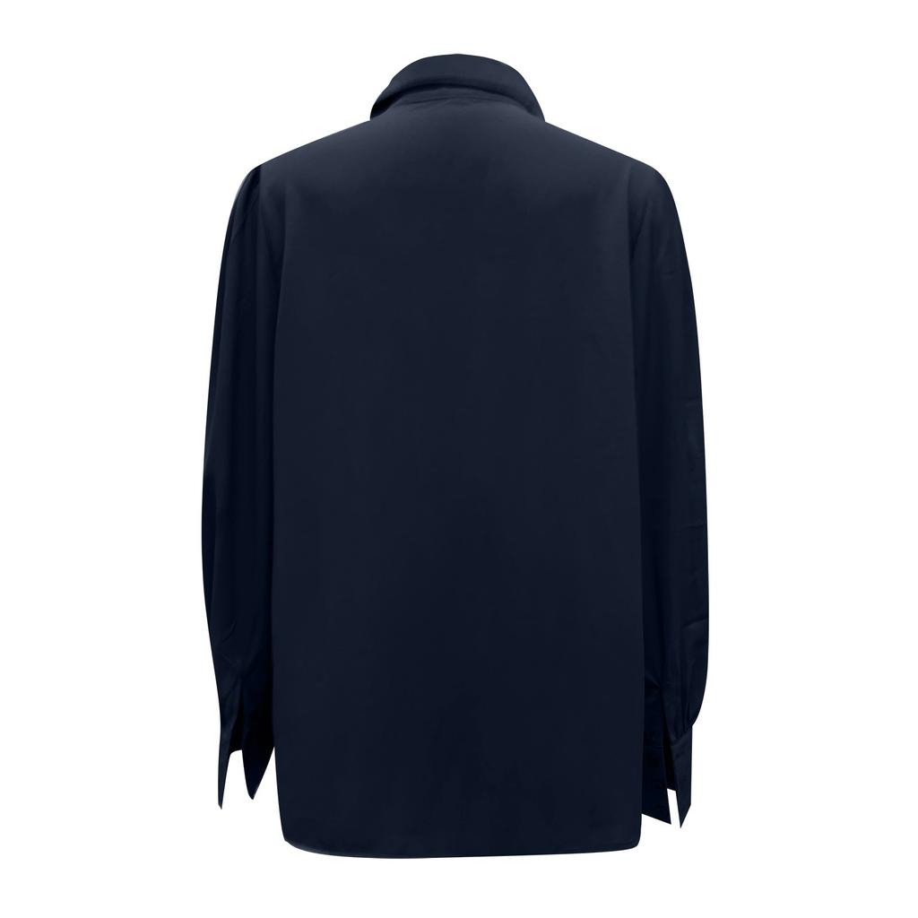 Women's Fashion V Neck Solid Color Long Sleeve Pocket Shirt Women