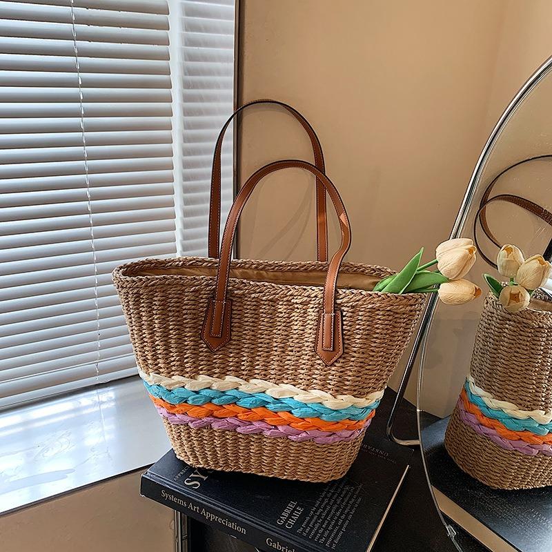 Плетеная соломенная сумка женская большой вместимости новая весенне-летняя универсальная сумка-тоут для морского отдыха, пляжная сумка