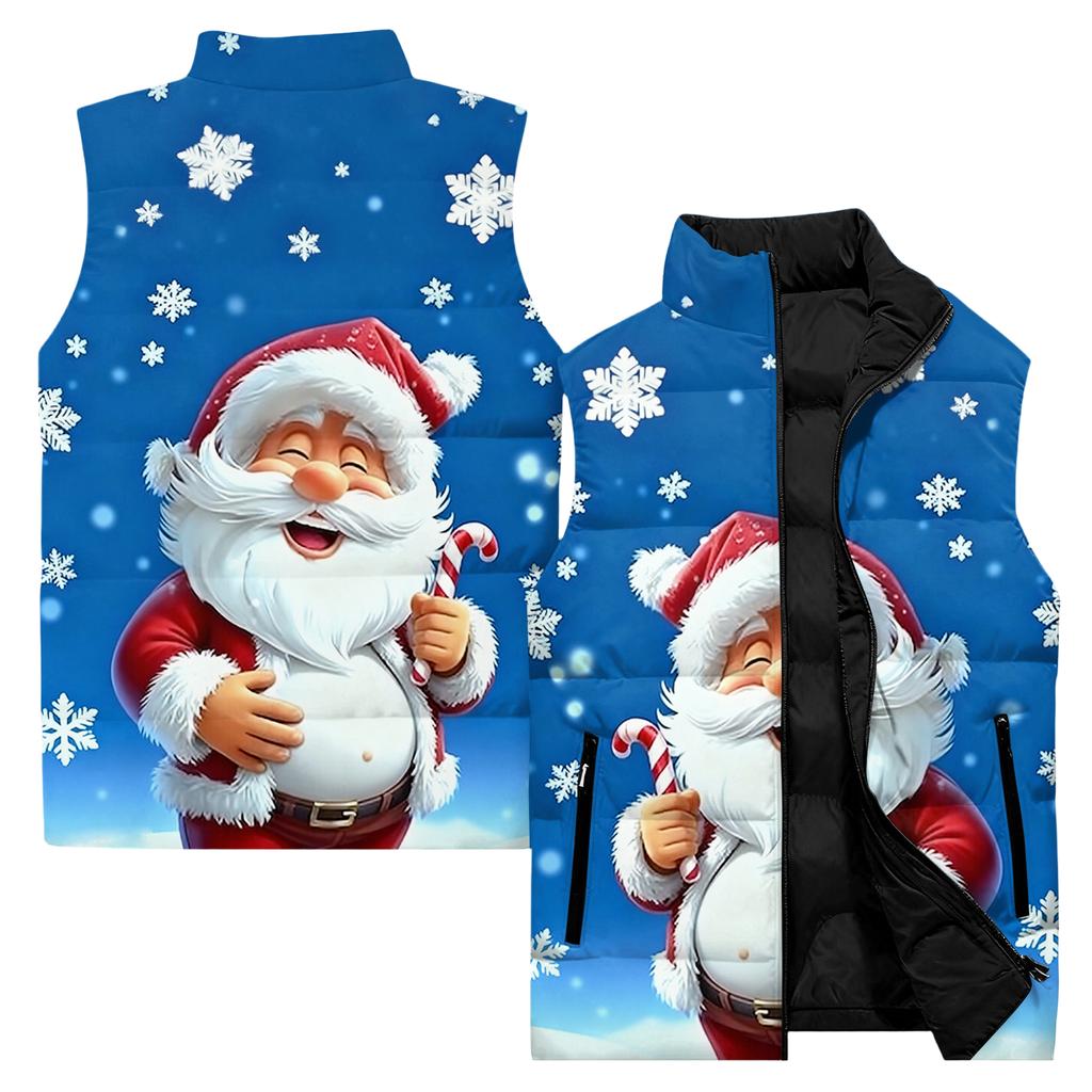 Men's Casual And Fashionable Sleeveless Vest, Solid-color Printed Cotton Jacket