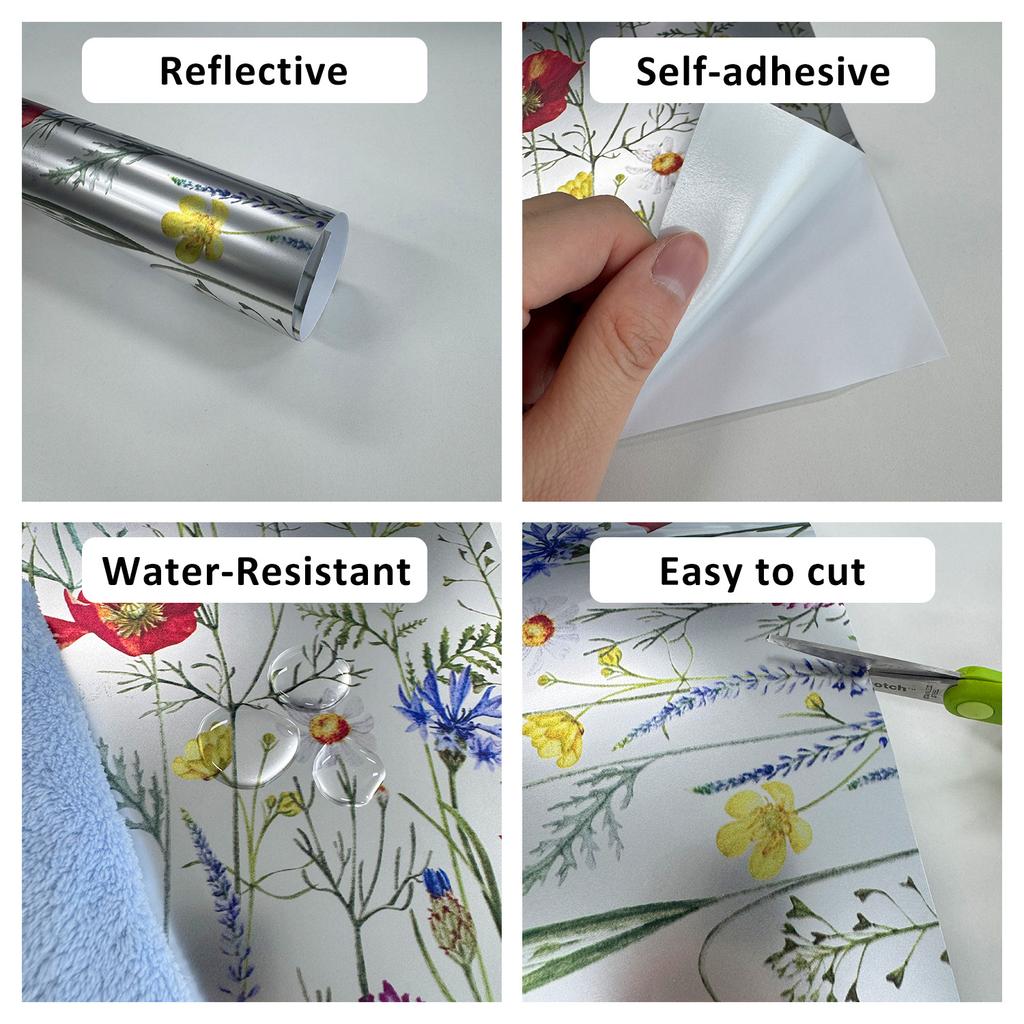 Акварельные луговые цветочные обои самоклеящиеся Дикие цветы Самоклеящиеся съемные обои для ванной комнаты, кухонных шкафов