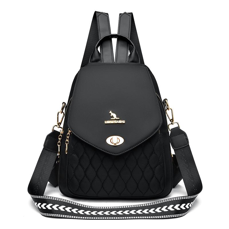 Fashion Large Capacity Nylon Backpack Women Casual Lingge Embroidery Thread School Bags for Teenager Shoulder Bag New Travel Bag