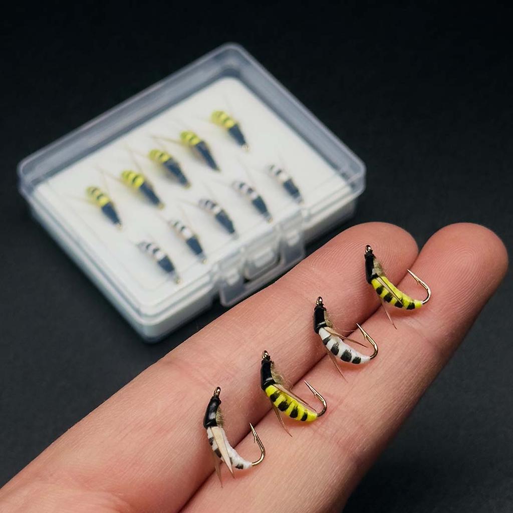 5/10 шт. нахлыстовая мушка-приманка для форели | 2 разноцветных нахлыстовых мушки | Сухие мушки, желтые и белые мотыльки-материал искусственное перо и вискоза