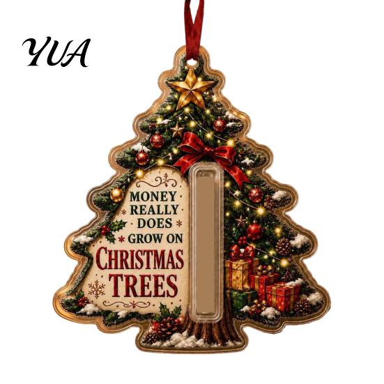 Christmas Ornament Acrylic Butterfly Cash Gift Ornament, Halloween Money Holder with Clear Unique Holiday Card Storage Compartment, Hanging Gifts for
