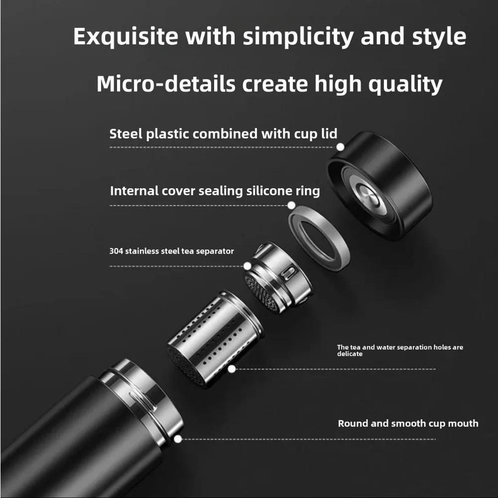 2025 Smart Thermos Cup LED Touch Digital Display Temperature Water Cup Stainless Steel High Appearance Level Tea Separation Cup