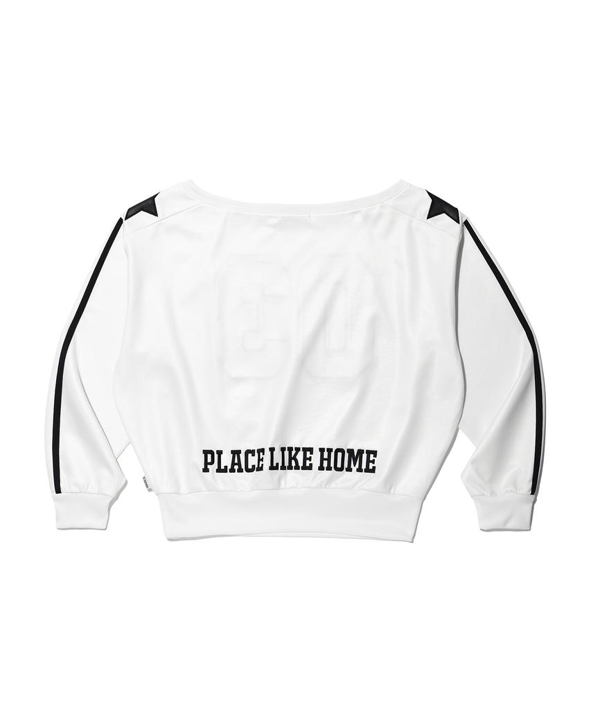 YOUHEE Offshoulder Jersey Sweatshirts White