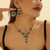 Vintage High-end Bohemian Colored Resin Alloy Necklace Earrings Two-piece Decoration